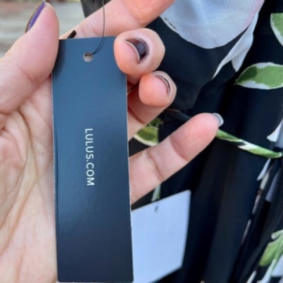 Lulus NWT All Mine Black Floral Print High-Low Lined Maxi Wrap Dress Size XS - Picture 10 of 15